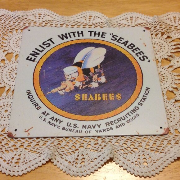 Vintage look reproduction, Seabees Navy Ad - Picture 1 of 3